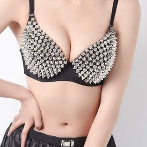 Goth Punk Bra Rhinestones